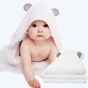 Serviette de bain à capuche en bambou biologique pour bébé