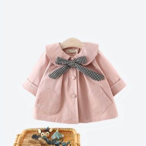 Manteau d’hiver avec nœud à carreau pour bébé