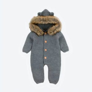 Barboteuse tricotée à capuche pour bébé