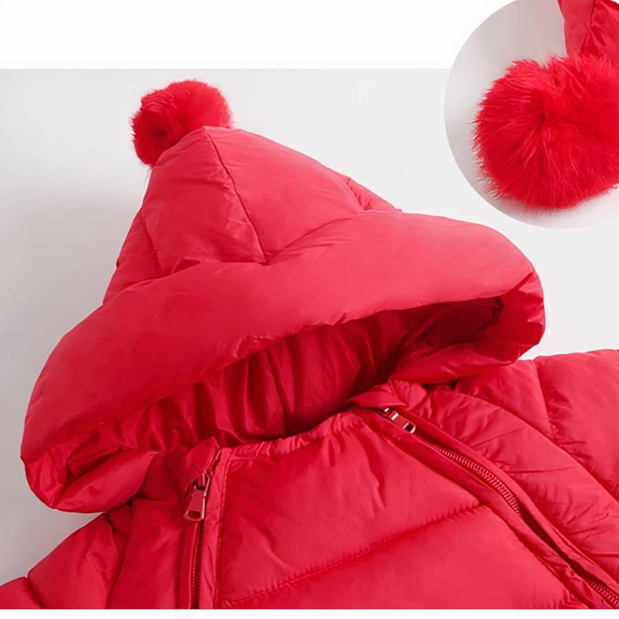 Doudoune bébé barbotteuse rouge avec capuche – Image 5