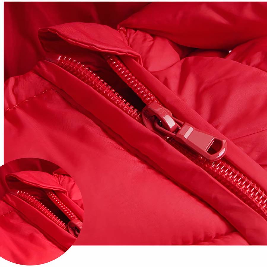 Doudoune bébé barbotteuse rouge avec capuche – Image 3