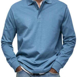 Chemise Polo à Manches Longues Décontractée pour Homme