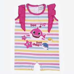 Barboteuse rose sans manches Baby Shark