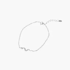 Bracelet chaîne avec serpent en zircon et argent garanti 925