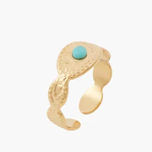 Bague en acier inoxydable avec pierre