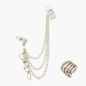 Set de 2 bijoux d'oreilles squelette Halloween