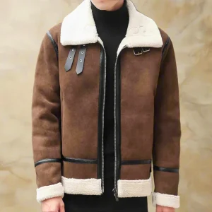 Manteau d’Hiver en Suède Premium pour Homme Ceinture – Manteau Chaud eStylé