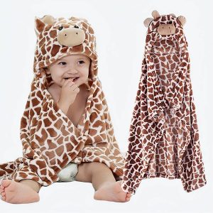 Peignoir à capuche en forme de girafe pour bébé