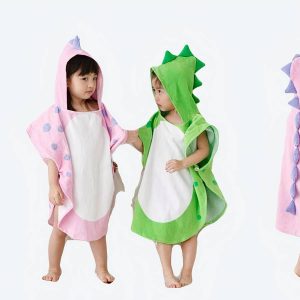 Serviette de bain à capuche en forme de dinosaure