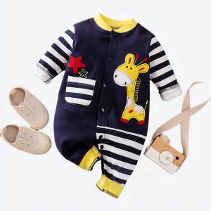 Combinaison girafe à manches longues pour bébé