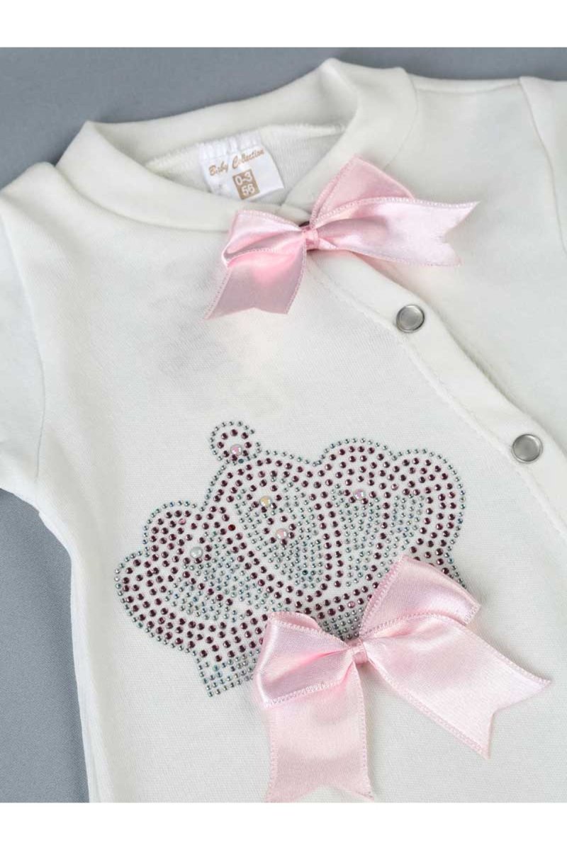 Barboteuse rose en tissu doux pour bébé – Image 3