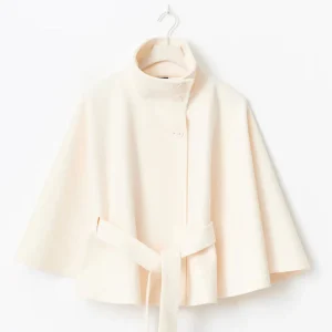 Manteau Cape Élégant à Col Montant pour Femme – Manteau Ceinturé Stylé
