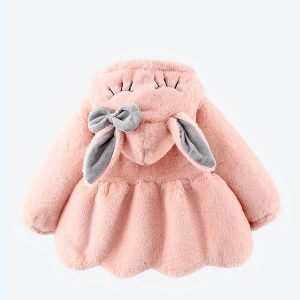 Manteau en peluche avec oreilles de lapin pour bébés