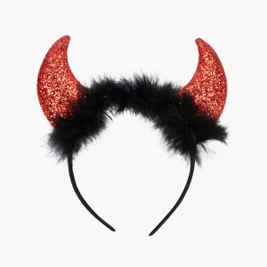 Serre-tête diable cornes rouge paillettes Halloween