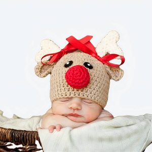 Chapeaux de noël en forme de cerf pour nouveau-né