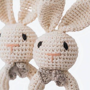 Hochet de dentition en bois en forme de lapin pour bébé