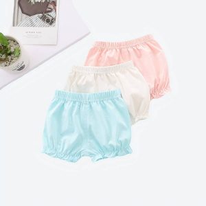 Short bouffant en coton couleur unie pour bébé