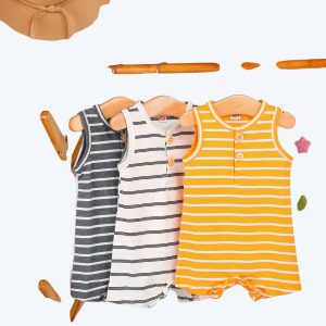 Barboteuses à rayures pour nouveau né