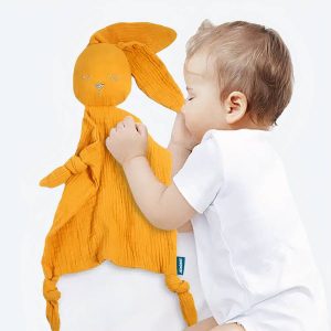 Doudou lapinou en coton coloré pour bébé