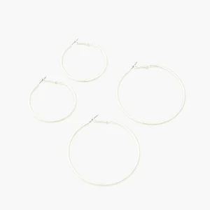 Set de 2 paires de créoles en métal argentées