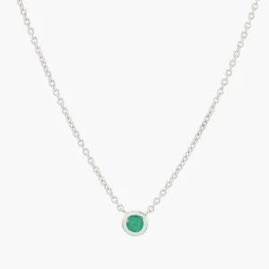 Collier argent 925 serti d'une pierre d'Emeraude