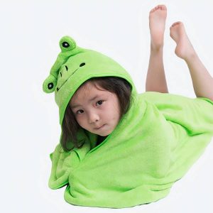 Cape de bain pour bébé avec capuche en tête de grenouille