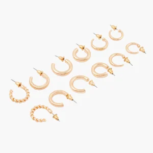 Set de 6 petites créoles assorties dorées