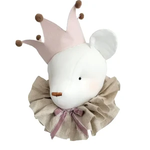 Ours Trophée mural blanc avec couronne