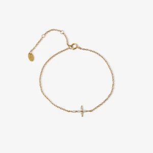 Bracelet chaine fine croix de zircon - argent garanti 925