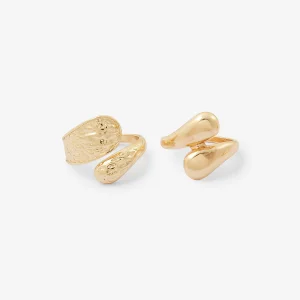 Set de 2 bagues enroulées martelée et lisse