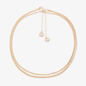 Set de 2 colliers chaîne miroir et sablé dorés