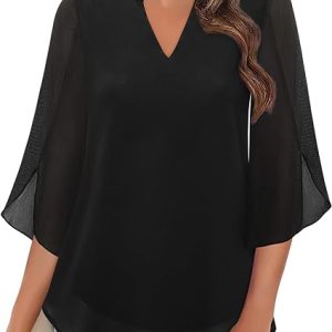 Blouse en Chiffon Élégante pour Femme – Haut Décontracté Coupe A-Line