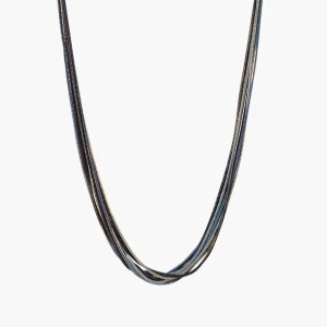 Collier multi rangs bleu et noir