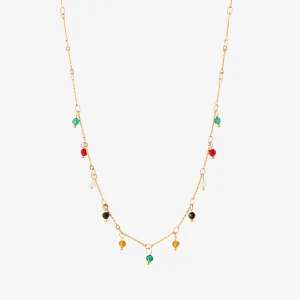 Collier acier inoxydable avec pierres facettées multicolores