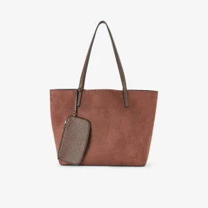 Sac cabas réversible bi-matière marron