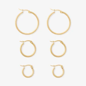 Set x3 créoles en acier inoxydable différentes tailles