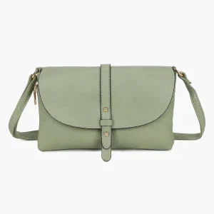 Petit sac à bandoulière effet grainé vert clair