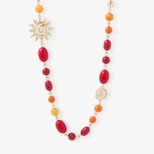 Sautoir perles multicolore et soleil