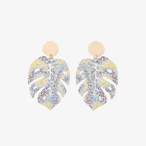 Boucles d'oreilles feuille Balagane imprimé pointillisme