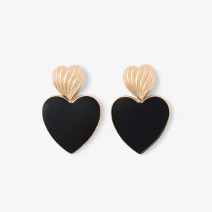 Boucles d’oreilles cœurs noir et doré