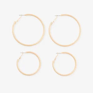 Set de 2 paires de créoles dorées