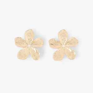 Boucles d'oreilles clips - fleurs dorées