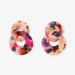 Boucles d'oreilles doubles cercles en résine