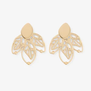 Boucles d'oreilles feuilles dorées