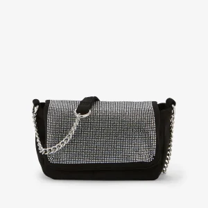 Petit sac à bandoulière effet suédé et strass