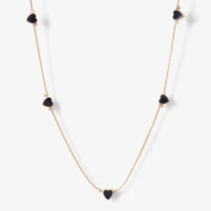 Collier cœurs bleu marine