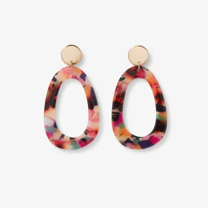 Boucles d'oreilles anneaux résine multicolore