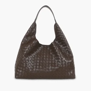 Sac hobo tressé marron foncé