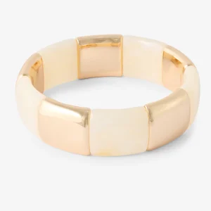 Bracelet élastique ivoire et doré