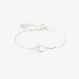 Bracelet chaîne fine cœurs entremêles argentés